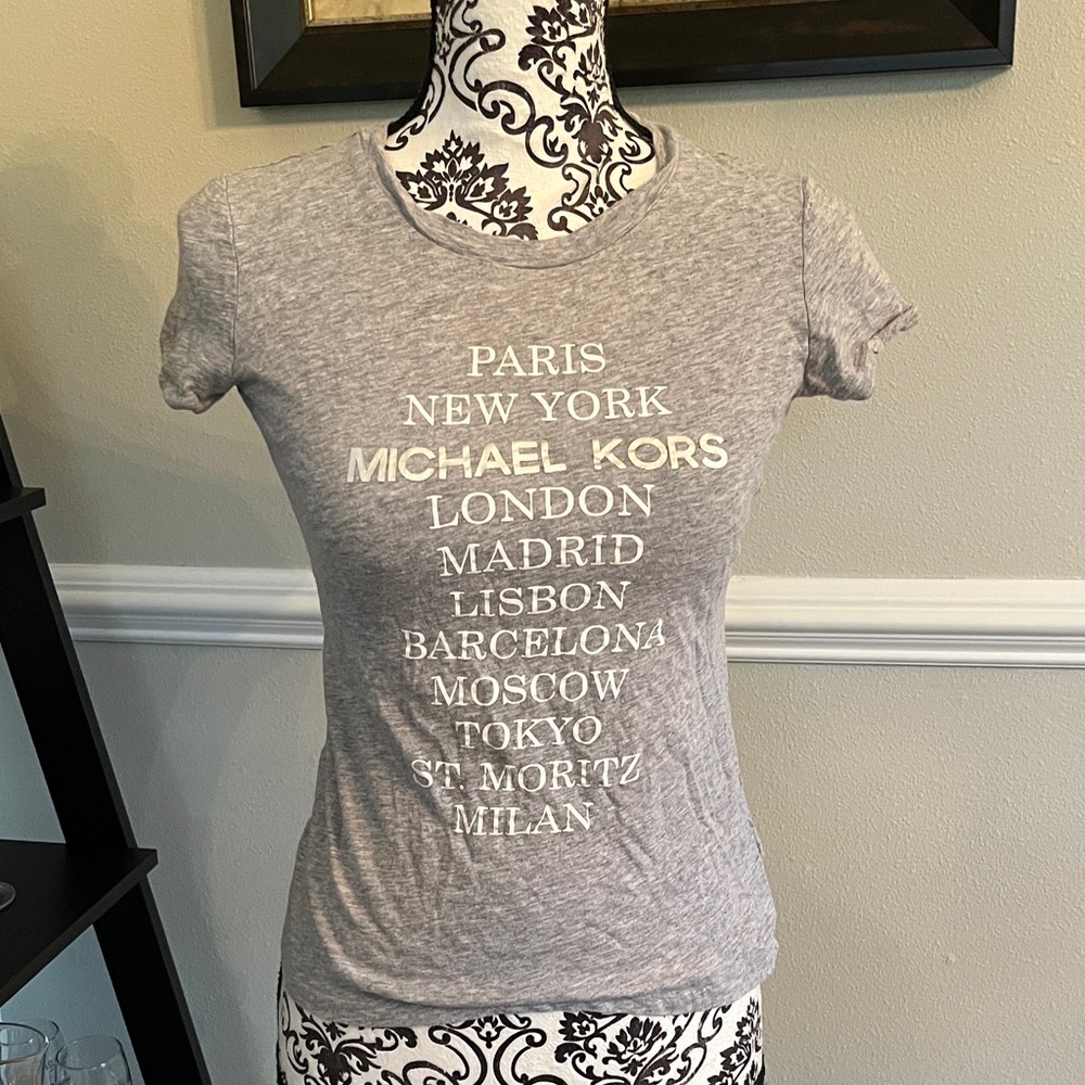 Michael Kors Heather Gray City Print Tee